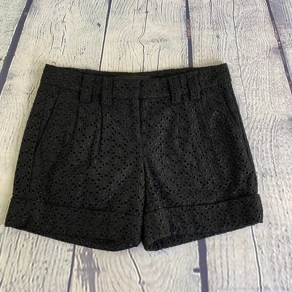 Express Design Studio Editor Eyelet Shorts Black - Picture 1 of 6